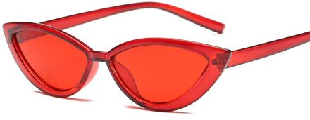 Vintage Black Cat Eye Zonnebril Vrouwen Mode Spiegel Kleine Frame Cateye Zonnebril Voor Vrouwelijke Shades UV400 rood