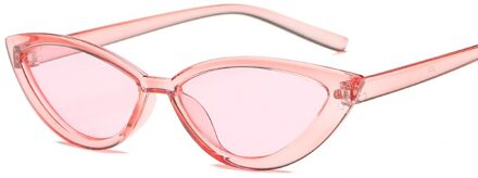 Vintage Black Cat Eye Zonnebril Vrouwen Mode Spiegel Kleine Frame Cateye Zonnebril Voor Vrouwelijke Shades UV400 roze
