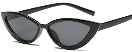Vintage Black Cat Eye Zonnebril Vrouwen Mode Spiegel Kleine Frame Cateye Zonnebril Voor Vrouwelijke Shades UV400 zwart