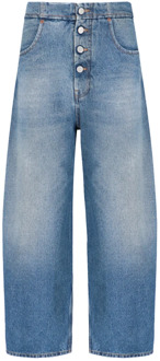 Vintage Blauwe Loose-Fit Crop Jeans MM6 Maison Margiela , Blue , Dames - W27,W29,W28,W30