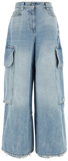 Vintage Bootcut Jeans met Gescheurde Details Palm Angels , Blue , Dames - W28,W27