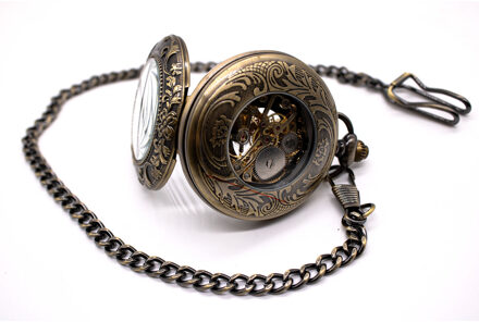 Vintage bronzen mechanisch legering skelet half jacht zakhorloge Brons