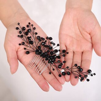 Vintage Bruiloft Haar Kam Black Crystal Hoofddeksels Handgemaakte Chic Hoofddeksels Voor Vrouwen Bruids Haar Accessoires Bruiloft Hoofdtooi