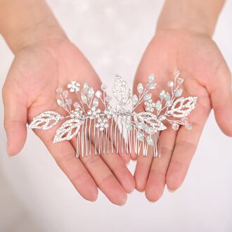 Vintage Bruiloft Haar Kam Mooie Bladeren Hoofddeksels Voor Vrouwen Crystal Haar Sieraden Bruids Haar Accessoires Voor Bruiloft