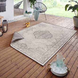 Vintage buitenvloerkleed Cebu - grijs/crème 120x170 cm