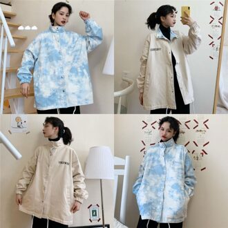 Vintage Camo Denim Jas Vrouwen Mode Afdrukken Katoen Losse Hip Hop Bomberjack Tie Dye Streetwear Dubbele Slijtage Vrouwelijke Outwears Xl