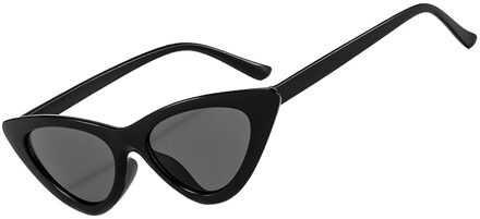 Vintage Cat Eye Bril Zonnebril Vrouwen Sexy Driehoek Retro Kleine Zonnebril Mannen Mode Straat Eyewear Vrouwelijke Zomer Outdoor zwart