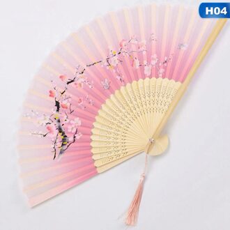 Vintage Chinese Stijl Dance Wedding Party Lace Silk Folding Handheld Bloem Fan Party Prestaties Handheld Rekwisieten H04