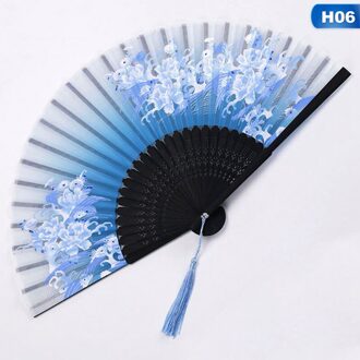 Vintage Chinese Stijl Dance Wedding Party Lace Silk Folding Handheld Bloem Fan Party Prestaties Handheld Rekwisieten H06