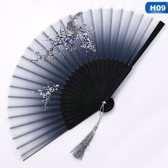 Vintage Chinese Stijl Dance Wedding Party Lace Silk Folding Handheld Bloem Fan Party Prestaties Handheld Rekwisieten H09
