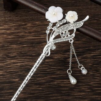 Vintage Chinese Stijl Haar Stick Metalen Strass Eetstokjes Vrouwen Kwastje Parel Bloem Haarspeld Haar Clip Pin Sieraden Accessoires