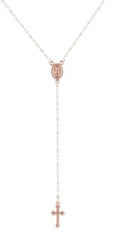 Vintage Christian Cross Hanger Collier Religieuze Rozenkrans Religieuze Heilige Maagd Choker Ketting Voor Unisex Sieraden roos goud