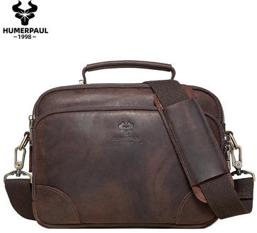 Vintage Crazy Horse Leather Men's Shoulder Bag Zipper Male Messenger Bag Capacity Bolsos Crossbody Bags For Ipad Bag Travel