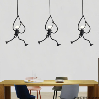 Vintage Creative Iron Man Chandelier Loft Restaurant Cafe Clothing Store Window Hanging Lighting Modern Simplicity Villain Lamps