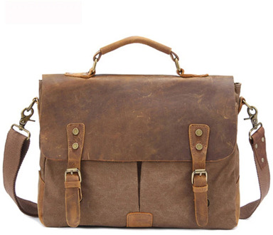 Vintage Crossbody Bag Military Canvas + Leather shoulder bags Men messenger bag men leather Handbag tote Briefcase Leisure bag