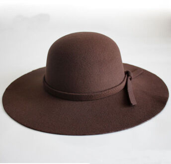 Vintage Dame Womens Brede Rand wolvilt Floppy Vilten Bowler Cloche Cap Bruin