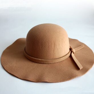 Vintage Dame Womens Brede Rand wolvilt Floppy Vilten Bowler Cloche Cap khaki