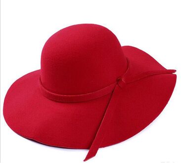 Vintage Dame Womens Brede Rand wolvilt Floppy Vilten Bowler Cloche Cap Rood