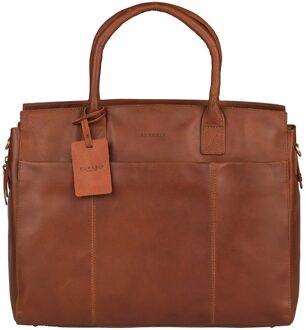 Vintage Doris Laptop Schoudertas Cognac 700022 Bruin