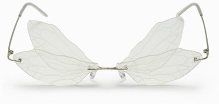 Vintage Dragonfly Vleugels Zonnebril Mode Randloze Vrouwen Hd Lens Eyewear Mannen Roze Zonnebril Uv400 Eyewear Vrouwelijke 1 transparant