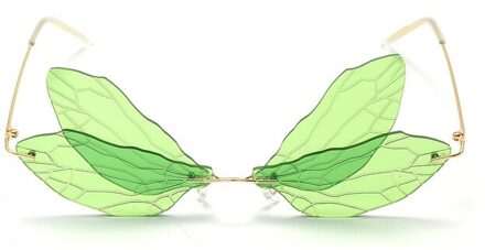Vintage Dragonfly Vleugels Zonnebril Mode Randloze Vrouwen Hd Lens Eyewear Mannen Roze Zonnebril Uv400 Eyewear Vrouwelijke 5 groen