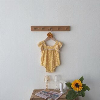 Vintage Dubbele Kanten Kraag Romper Voor Prinses Meisjes Kostuums Cotton Baby Kids Mouwloos Bodysuit Voor Kinderen Outfits Baby O geel / 6m