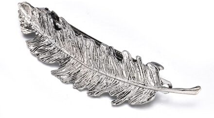 Vintage Eenvoudige Goud Zilver Bladeren Veer Haar Clip Haarspeld Barrette Lente Clip Haar Sieraden Vrouwen Tiara Accessoires Bruid sliver