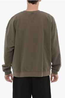 Vintage Effect ronde hals sweatshirt met reliëfmonogram in militairgroen - maat Donkergroen