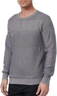 Vintage fijn gebreide trui met ronde hals - maat 2XL Donkergrijs