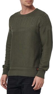 Vintage fijn gebreide trui met ronde hals - maat Kaki