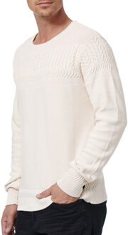 Vintage fijn gebreide trui met ronde hals - maat L Ecru