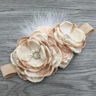 Vintage Flower Baby Girl Headbands Elastic Hair Bands Rhinestone Feather Flower Headband for Girls Baby Hair Accessories