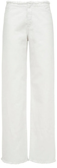 Vintage Fringed Denim Bull Pants MVP wardrobe , White , Dames - M,Xs,2Xs
