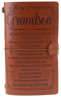 Vintage Gegraveerde Faux Leather Journal Notebook Dagboek Om Kleinzoon Kleindochter koffie