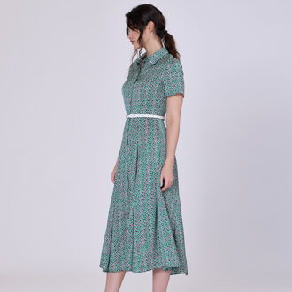 Vintage grafische printshirtjurk Groen - M