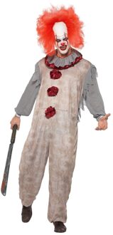 Vintage grijs horror clown kostuum voor mannen - M - Volwassenen kostuums