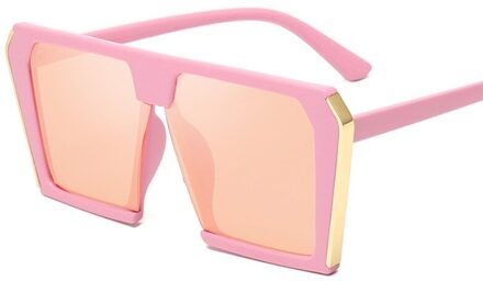Vintage Grote Vierkante Zonnebril Vrouwen Oversized Luxe Driver Bril Zonnebril Vrouwelijke Lady Shades UV400 roze