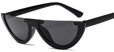 vintage half frame zonnebril vrouwen cat eye zwart rood kleur lens transparante zonnebril vrouwelijke uv400 c1black