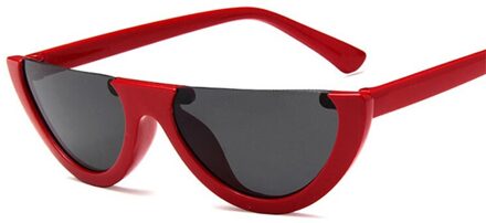 vintage half frame zonnebril vrouwen cat eye zwart rood kleur lens transparante zonnebril vrouwelijke uv400 c2red