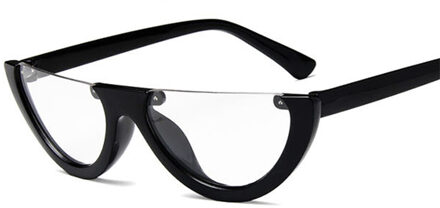 vintage half frame zonnebril vrouwen cat eye zwart rood kleur lens transparante zonnebril vrouwelijke uv400 c4clear