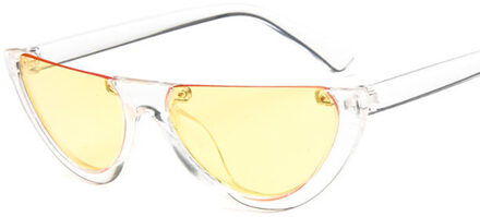 vintage half frame zonnebril vrouwen cat eye zwart rood kleur lens transparante zonnebril vrouwelijke uv400 c7light geel