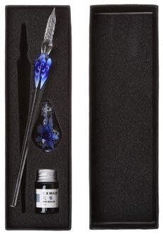 Vintage Handgemaakte Kunst Elegante Kristallen Bloemen Glas Kroontjespen Teken Inkt Pennen DB