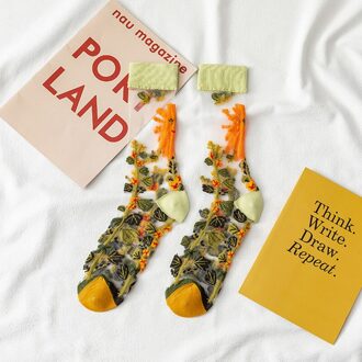 Vintage Harajuku Product Kristal Zijde Tij Sokken Grappige Zonnebloemen Wijnstokken Bloemen Gelukkige Vrouwen Sokken Casual Sox kleur 2