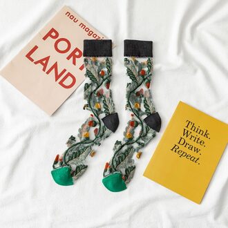 Vintage Harajuku Product Kristal Zijde Tij Sokken Grappige Zonnebloemen Wijnstokken Bloemen Gelukkige Vrouwen Sokken Casual Sox kleur 4