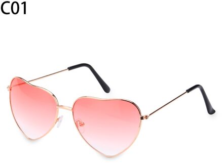 Vintage Hart Zonnebril Vrouwen Candy Kleur Gradiënt Metalen Frame Zonnebril Outdoor Bril Party C01