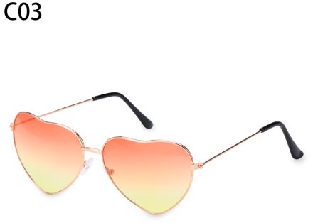 Vintage Hart Zonnebril Vrouwen Candy Kleur Gradiënt Metalen Frame Zonnebril Outdoor Bril Party C03