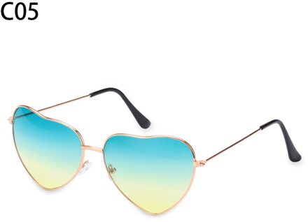 Vintage Hart Zonnebril Vrouwen Candy Kleur Gradiënt Metalen Frame Zonnebril Outdoor Bril Party C05