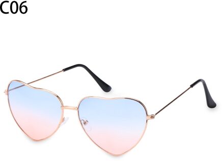 Vintage Hart Zonnebril Vrouwen Candy Kleur Gradiënt Metalen Frame Zonnebril Outdoor Bril Party C06
