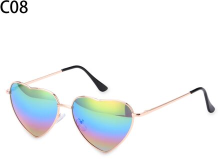 Vintage Hart Zonnebril Vrouwen Candy Kleur Gradiënt Metalen Frame Zonnebril Outdoor Bril Party C08