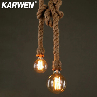 Vintage Hemp Rope E27 Pendant Lamp Base 1m 1.5m 2m 2.5m 3m 85-265V Loft Industrial Retro Hanging Edison filament Pendant Light
